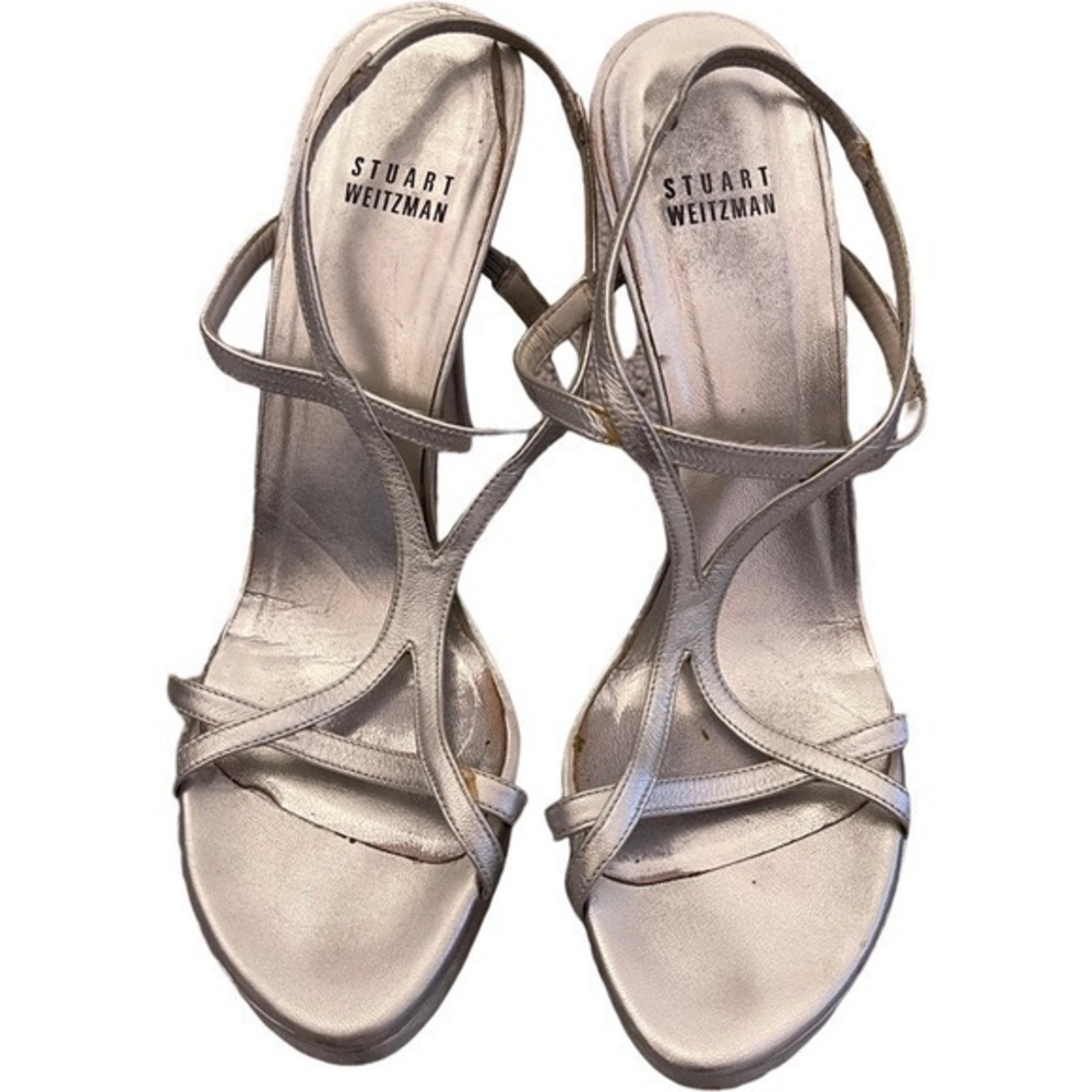 Stuart Weitzman platform silver sandals